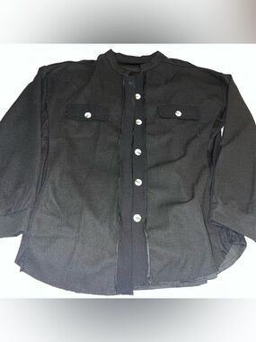 Black Button-Up Textured Shirt